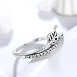 925 Silver Leaf Rings with Cubic Zircon for Women