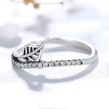 925 Silver Leaf Rings with Cubic Zircon for Women