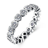925 Silver Pan Ring Forever More Love Heart Crystal Wedding Party Gift