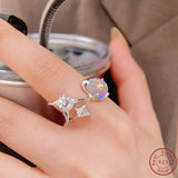 S925 Sterling Silver Irregular Shaped Open Ring for Women