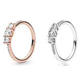925 Sterling Silver Sparkling Rose Elegance Crystal Ring Women Wedding