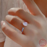 925 Silver Moonlight Stone Ring Retro Style Open Ring