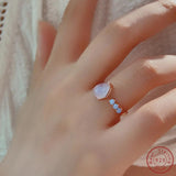 925 Silver Moonlight Stone Ring Retro Style Open Ring