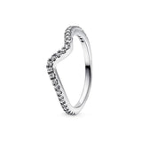 925 Silver Water Drop Heart Charm Ring Zircon Engagement Jewelry
