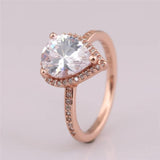 925 Silver Pan Ring Radiant Teardrop Crystal Ring Wedding Party Gift
