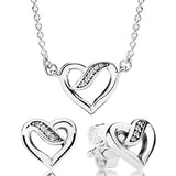 925 Silver Heart Necklace Earring Set With Crystal