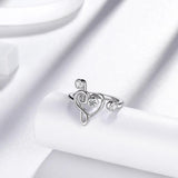 Musical Note Heart Ring 925 Silver Jewelry Gift For Music