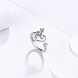 Musical Note Heart Ring 925 Silver Jewelry Gift For Music
