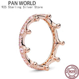 925 Silver Wishbone Crystal Crown Couple Ring Wedding Gift