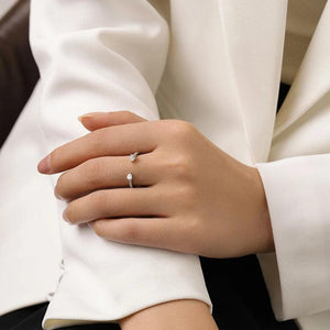 925 Silver Water Drop CZ Adjustable Finger Ring for Women Girls