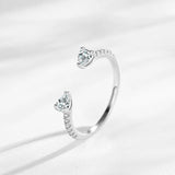 925 Silver Water Drop CZ Adjustable Finger Ring for Women Girls