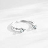 925 Silver Water Drop CZ Adjustable Finger Ring for Women Girls