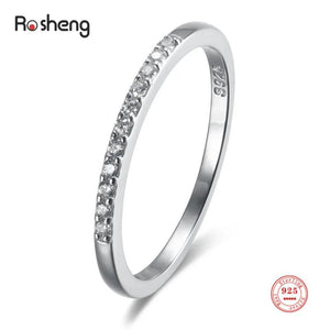 925 Silver Zircon Thin Rings Fine Jewelry for Women
