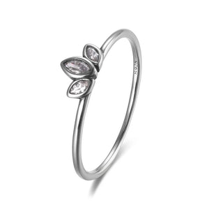 925 Silver Flower Zircon Ring for Women