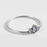 925 Silver Flower Zircon Ring for Women