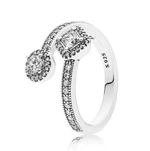 925 Silver Pan Zirconia Abstract Elegance Ring Wedding Party Gift