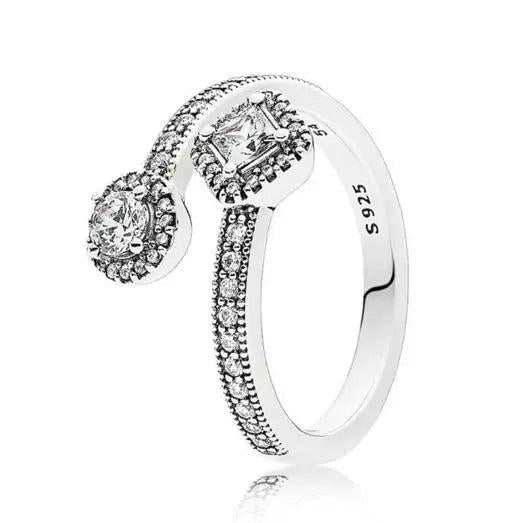 925 Silver Pan Zirconia Abstract Elegance Ring Wedding Party Gift