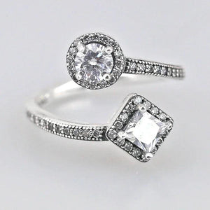 925 Silver Pan Zirconia Abstract Elegance Ring Wedding Party Gift