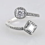 925 Silver Pan Zirconia Abstract Elegance Ring Wedding Party Gift