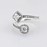 925 Silver Pan Zirconia Abstract Elegance Ring Wedding Party Gift