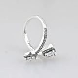 925 Silver Pan Zirconia Abstract Elegance Ring Wedding Party Gift