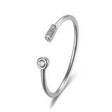 925 Silver Oxidized Opening Rings Zircon Fine Jewelry Gift Thin Rings Women