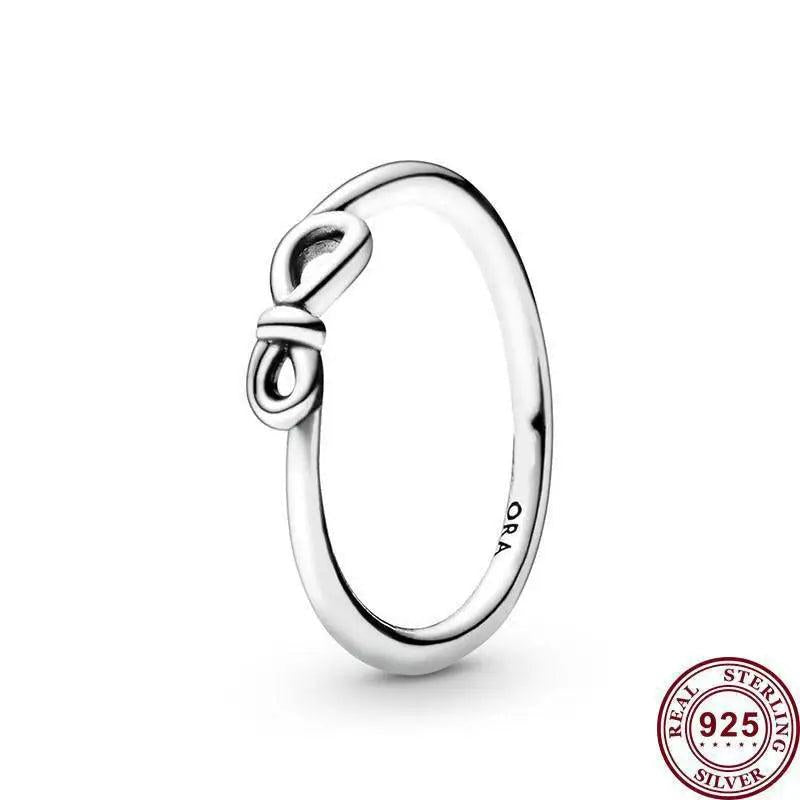925 Silver Eternal Heart Padlock Bow Women's Sign Ring Wedding