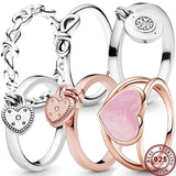 925 Silver Eternal Heart Padlock Bow Women's Sign Ring Wedding