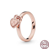 925 Silver Eternal Heart Padlock Bow Women's Sign Ring Wedding