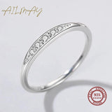 925 Silver Zircon Stackable Finger Ring Women Minimalist Jewelry