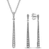 925 Silver Shooting Necklace Earring Set with Crystal