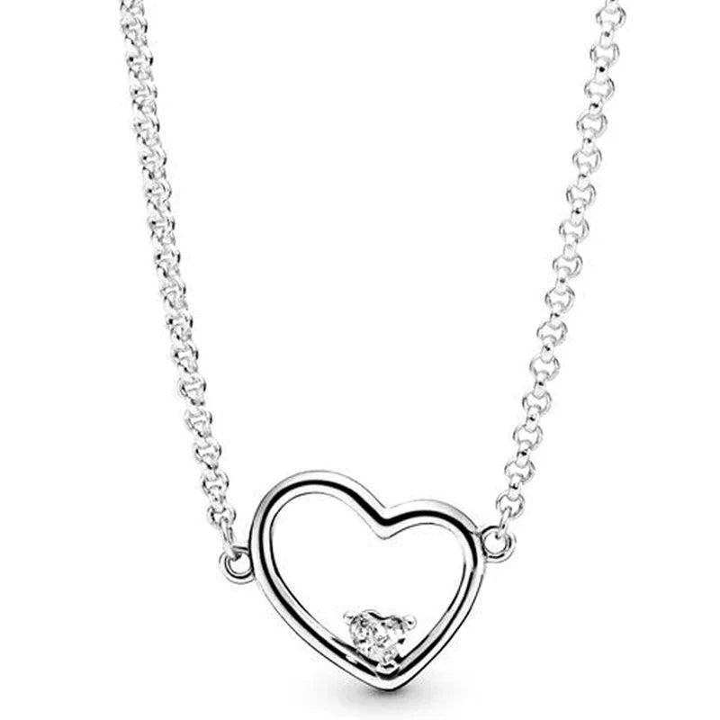 925 Silver Asymmetric Hearts of Love Set with Crystal