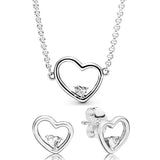 925 Silver Asymmetric Hearts of Love Set with Crystal