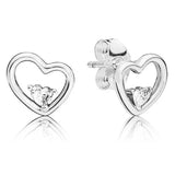 925 Silver Asymmetric Hearts of Love Set with Crystal