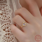 925 Silver Flower Moonlight Stone Ring for Women