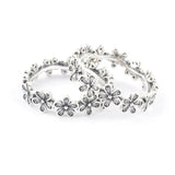 925 Silver Daisy Flower Chain Crystal Ring for Women Wedding Party