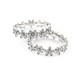 925 Silver Daisy Flower Chain Crystal Ring for Women Wedding Party