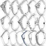 925 Silver Crown CZ Ring for Women Engagement Pan Jewelry