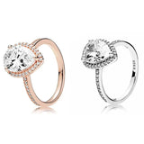 925 Silver Teardrop Crystal Ring for Women