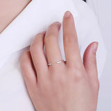 925 Silver Zircon Opening Ring Women Fine Jewelry Oxidized Silver