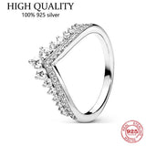 925 Silver Rose Crown Wishing Bone Cz Ring Women's Engagement Jewelry
