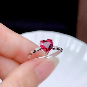 925 Silver Red Ruby Open Ring Women Anillos De Bizuteria