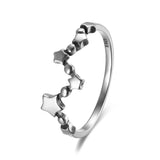925 Silver Star Oxidized Ring Thin Stylish Gift Fine Jewelry Women