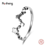 925 Silver Star Oxidized Ring Thin Stylish Gift Fine Jewelry Women