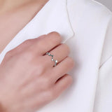 925 Silver Star Oxidized Ring Thin Stylish Gift Fine Jewelry Women