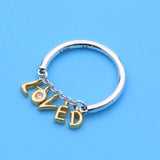 925 Silver Pan Ring Loved Script Rings for Women Wedding Party Gift