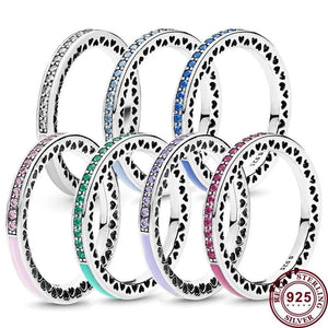 925 Silver Enamel Heart Women's Sign Ring - Wedding Gift