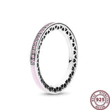 925 Silver Enamel Heart Women's Sign Ring - Wedding Gift