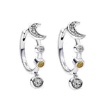 925 Silver Zircon Sun Ring Earrings Star Wedding Gift
