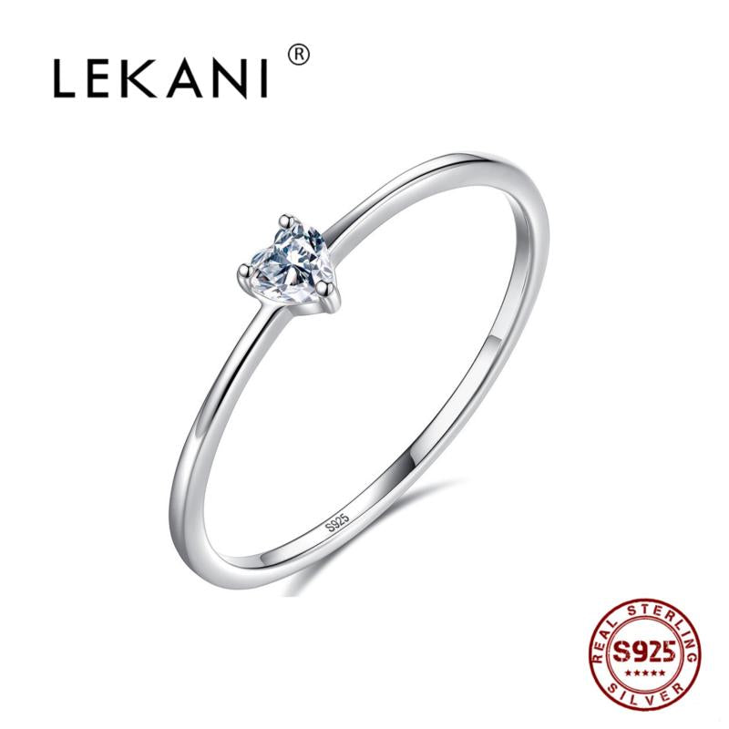 925 Sterling Silver Heart Zircon Ring for Women